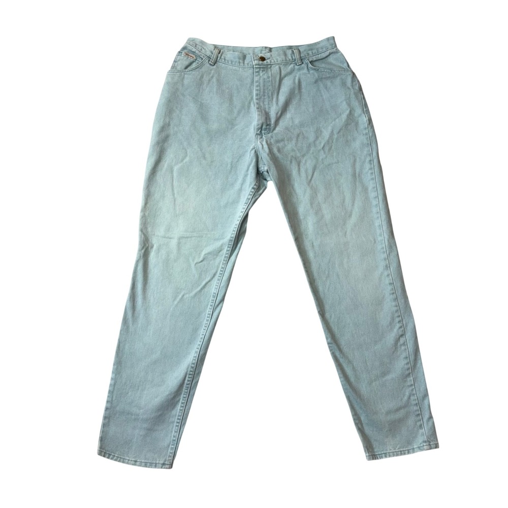 Wrangler Vintage High Waisted Tapered Leg Jeans Light Wash Blue Green Mens 33x30